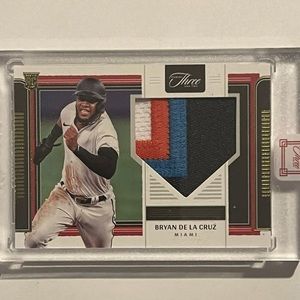 2022 Panini Three And Two - BRYAN DE LA CRUZ /35 4 Color patch RC Marlins